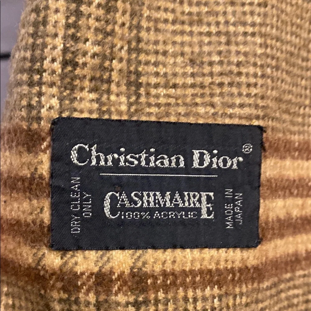 Christian Dior Plaid Scarf in Brown and Tan
